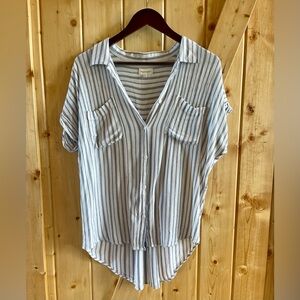 Thread and Supply, short sleeve button up, striped shirt, size Medium